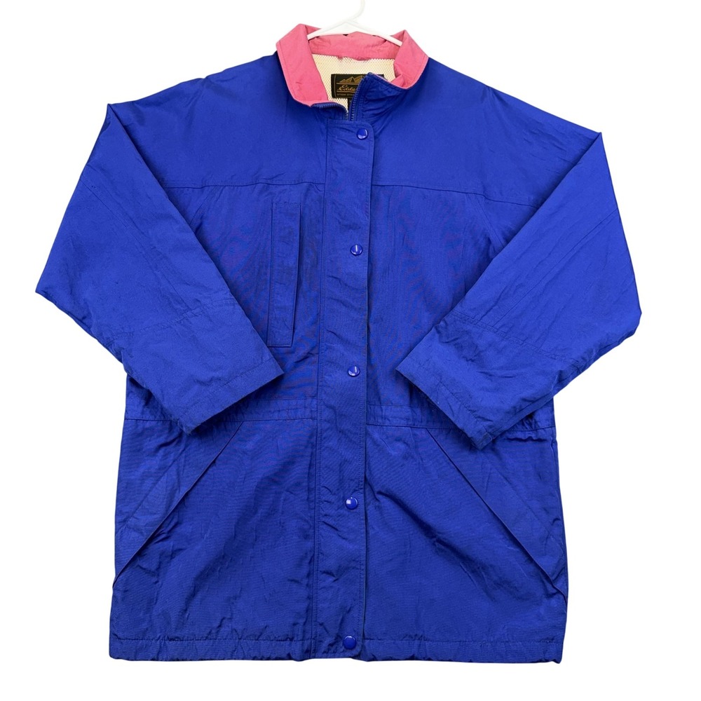 Vintage Eddie Bauer Gore-Tex Rain Coat Womens Medium Blue‎ Outdoor Shell 90s